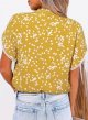 Womens Tops Summer Casual Boho Floral Print Short Sleeve Half Button Down V Neck Chiffon Blouses Shirts